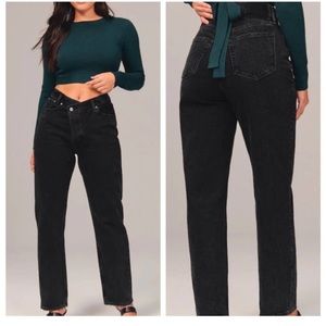 Abercrombie 32/14 Regular The Dad Black Denim High Rise Curve Love Jeans